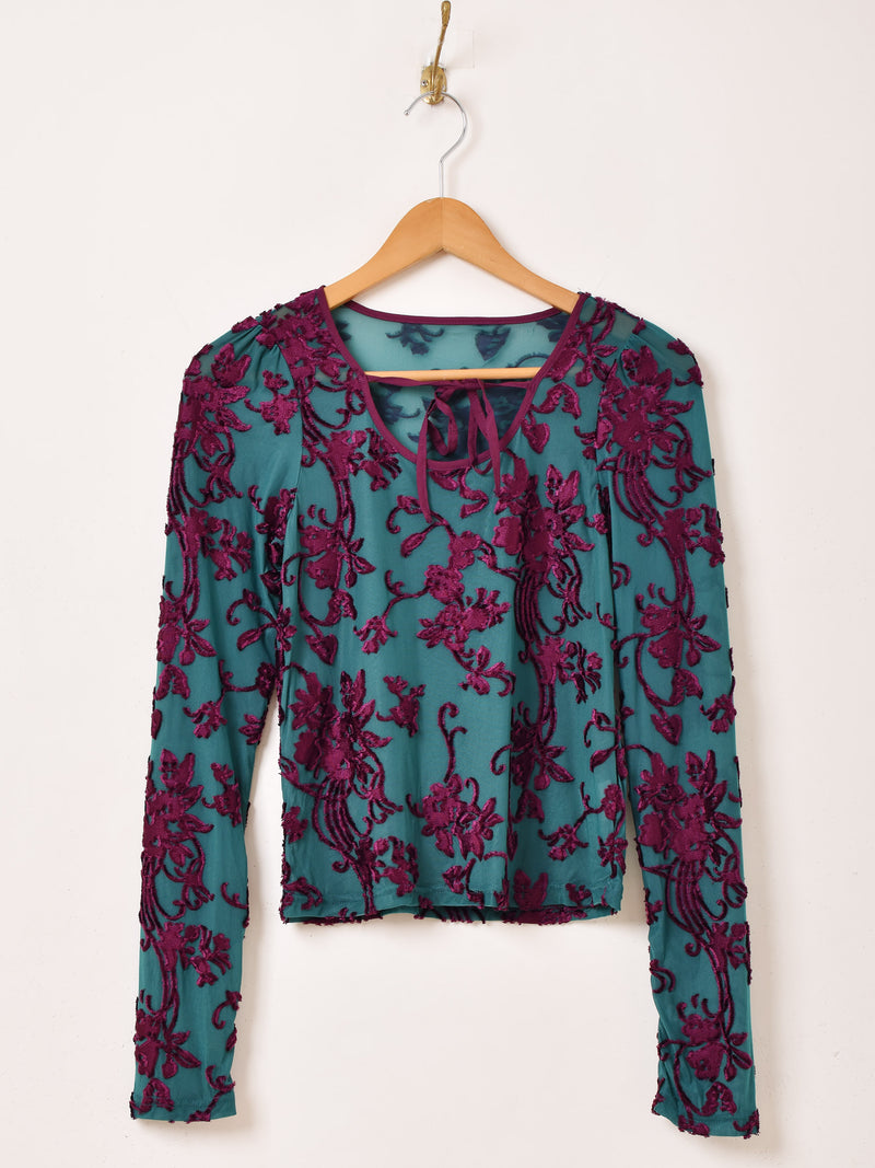 【3色展開】Meridian ベロア長袖 シアーカットソー