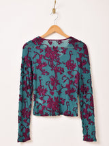 【3色展開】Meridian ベロア長袖 シアーカットソー