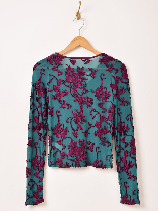 【3色展開】Meridian ベロア長袖 シアーカットソー