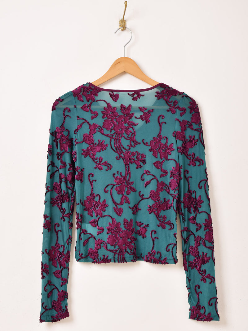 【3色展開】Meridian ベロア長袖 シアーカットソー