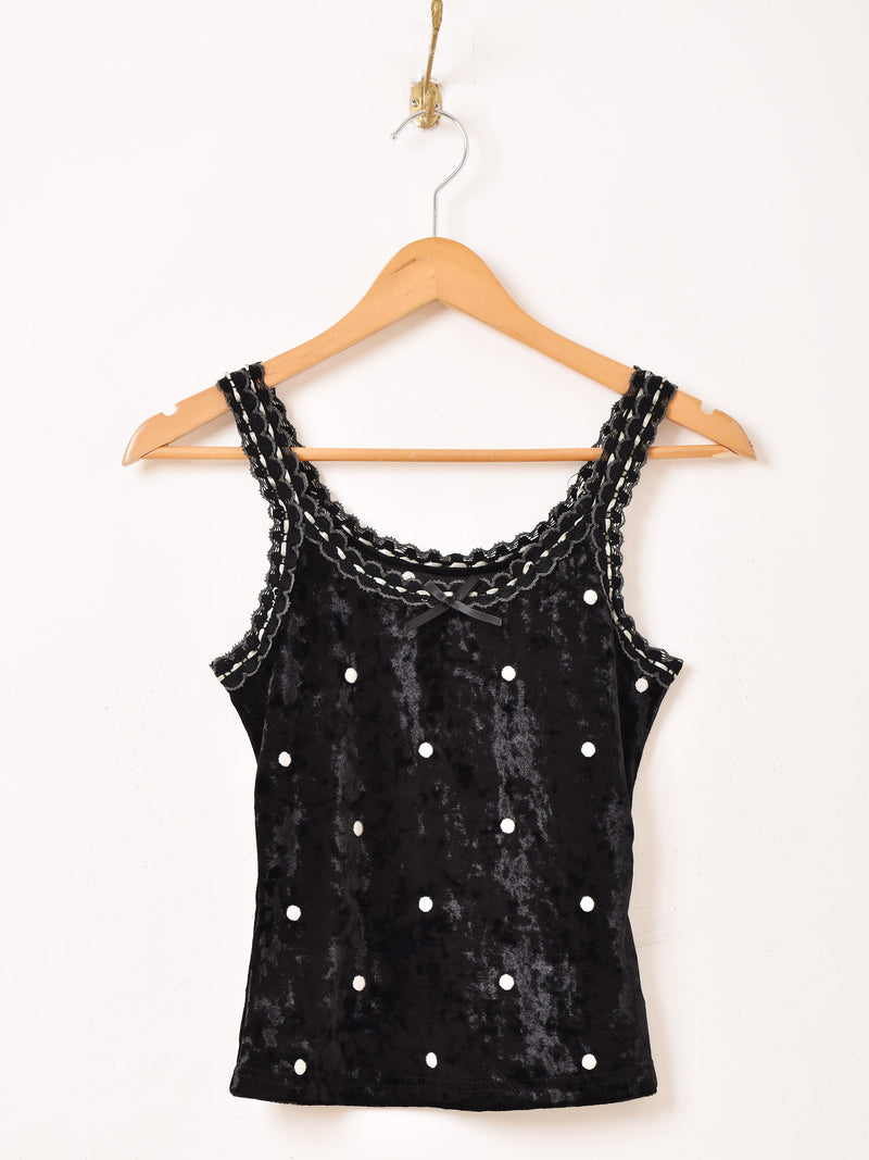 【2色展開】Meridian ドット柄 ベロア キャミソール