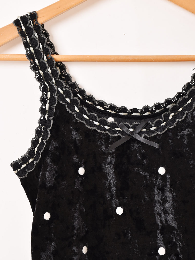 【2色展開】Meridian ドット柄 ベロア キャミソール