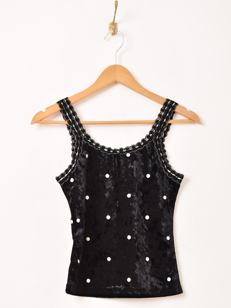 【2色展開】Meridian ドット柄 ベロア キャミソール