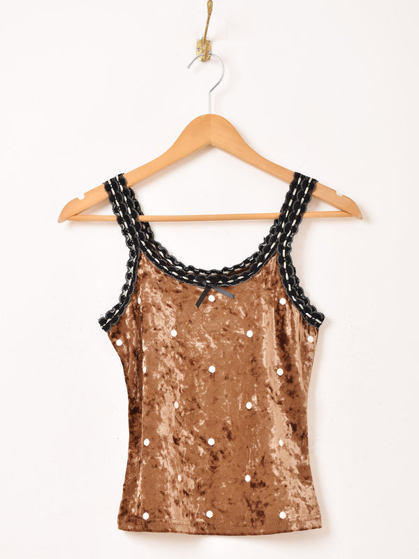 【2色展開】Meridian ドット柄 ベロア キャミソール