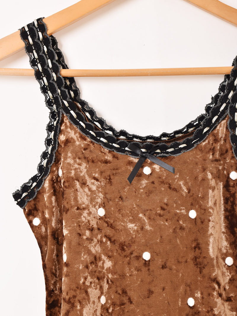 【2色展開】Meridian ドット柄 ベロア キャミソール