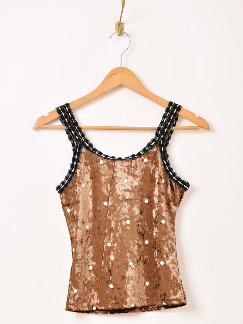 【2色展開】Meridian ドット柄 ベロア キャミソール