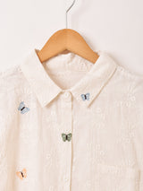 Meridian バタフライ 刺繍 半袖ブラウス