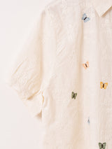 Meridian バタフライ 刺繍 半袖ブラウス