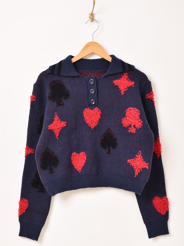 【2色展開】Meridian トランプモチーフ ポロセーター