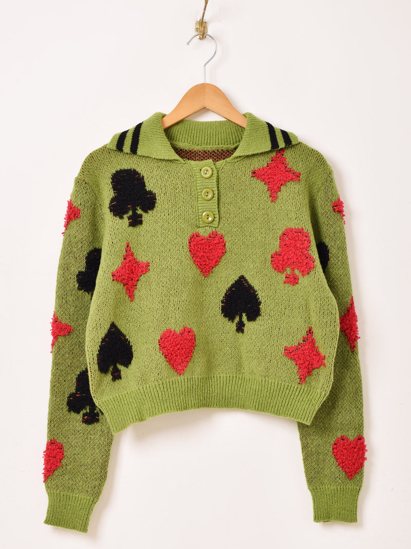 【2色展開】Meridian トランプモチーフ ポロセーター