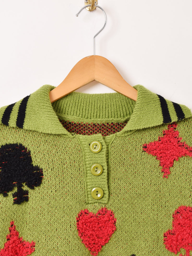 【2色展開】Meridian トランプモチーフ ポロセーター