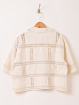 Emerald Motel クロシェレース 半袖 オープンカラーシャツ