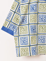 【2色展開】Emerald Motel ブロックプリント 半袖 オープンカラーシャツ