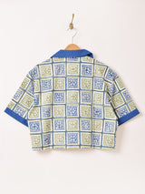 【2色展開】Emerald Motel ブロックプリント 半袖 オープンカラーシャツ