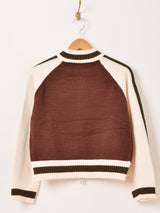 【2色展開】Elcamino ラインデザイン ジップアップ カーディガン