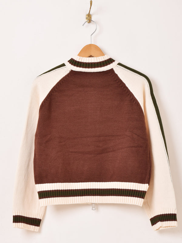 【2色展開】Elcamino ラインデザイン ジップアップ カーディガン