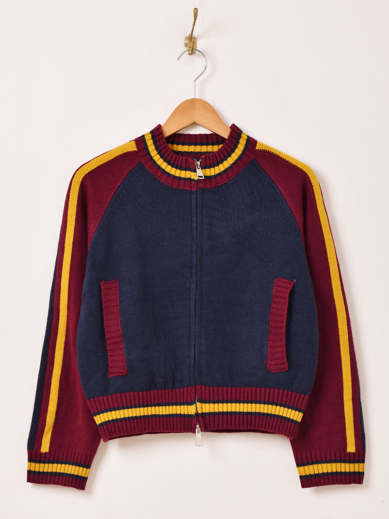 【2色展開】Elcamino ラインデザイン ジップアップ カーディガン