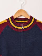 【2色展開】Elcamino ラインデザイン ジップアップ カーディガン