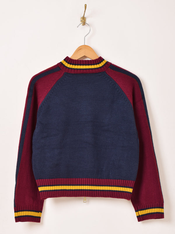 【2色展開】Elcamino ラインデザイン ジップアップ カーディガン