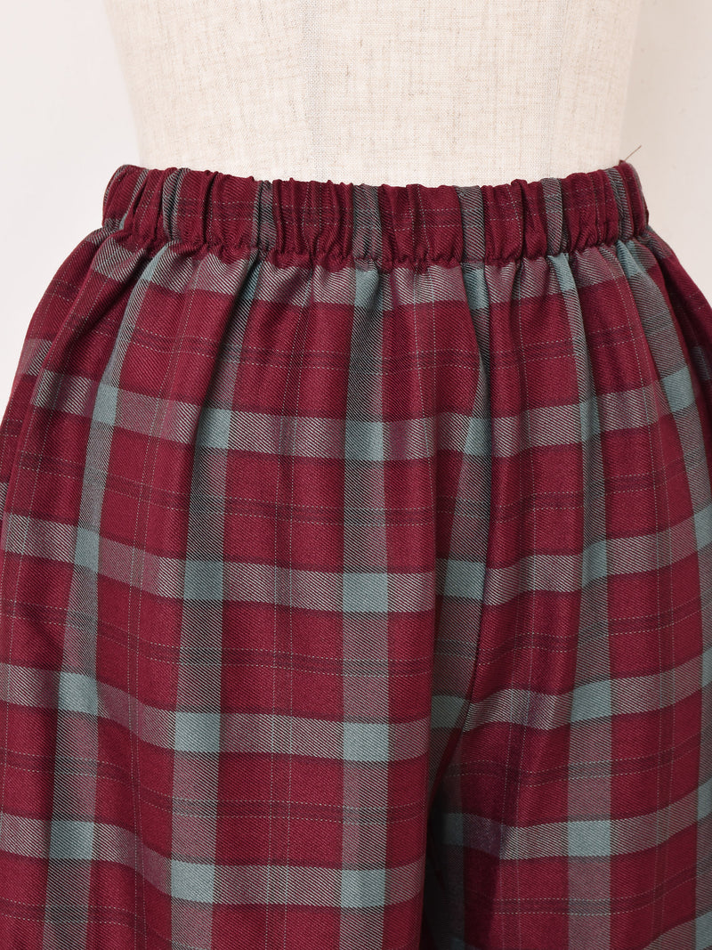 Meridian チェック柄 フリルヘム ロングパンツ