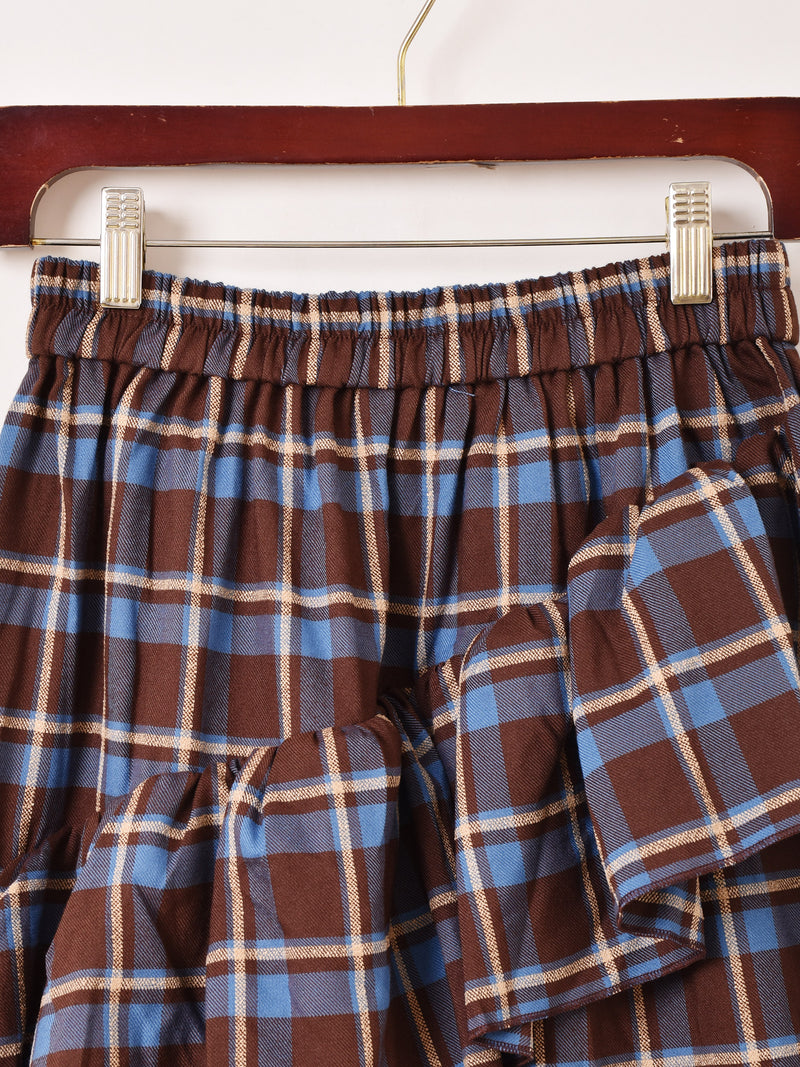 Meridian チェック柄 フリル アシンメトリー スカート