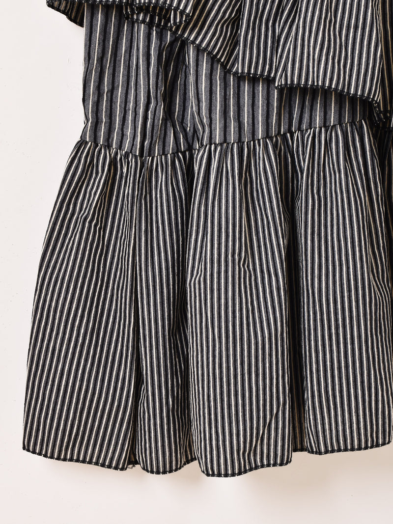 Meridian ストライプ柄 フリル アシンメトリー スカート