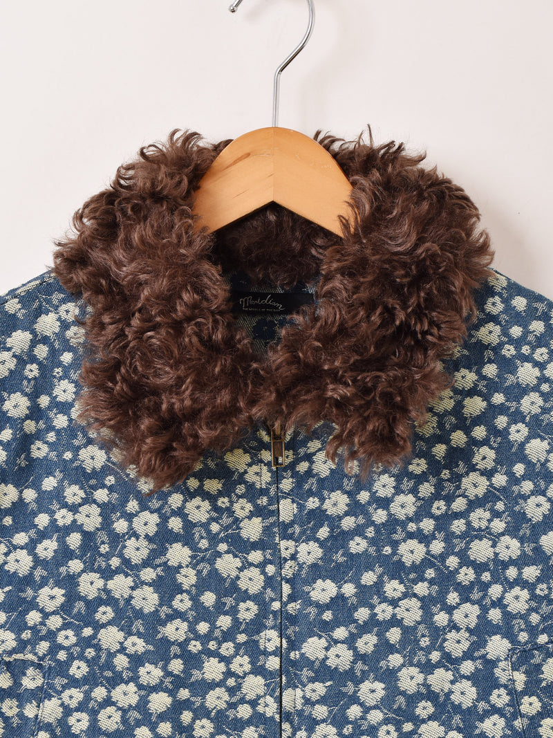 Meridian 花柄 デニム ファー ブルゾン