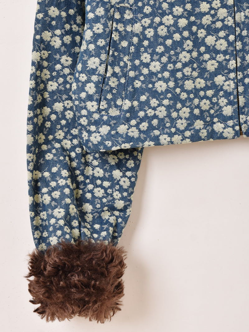 Meridian 花柄 デニム ファー ブルゾン