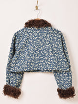Meridian 花柄 デニム ファー ブルゾン