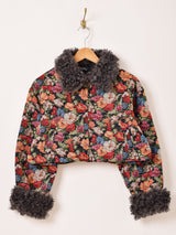 【2色展開】Meridian 花柄 ゴブラン織り ファー ブルゾン
