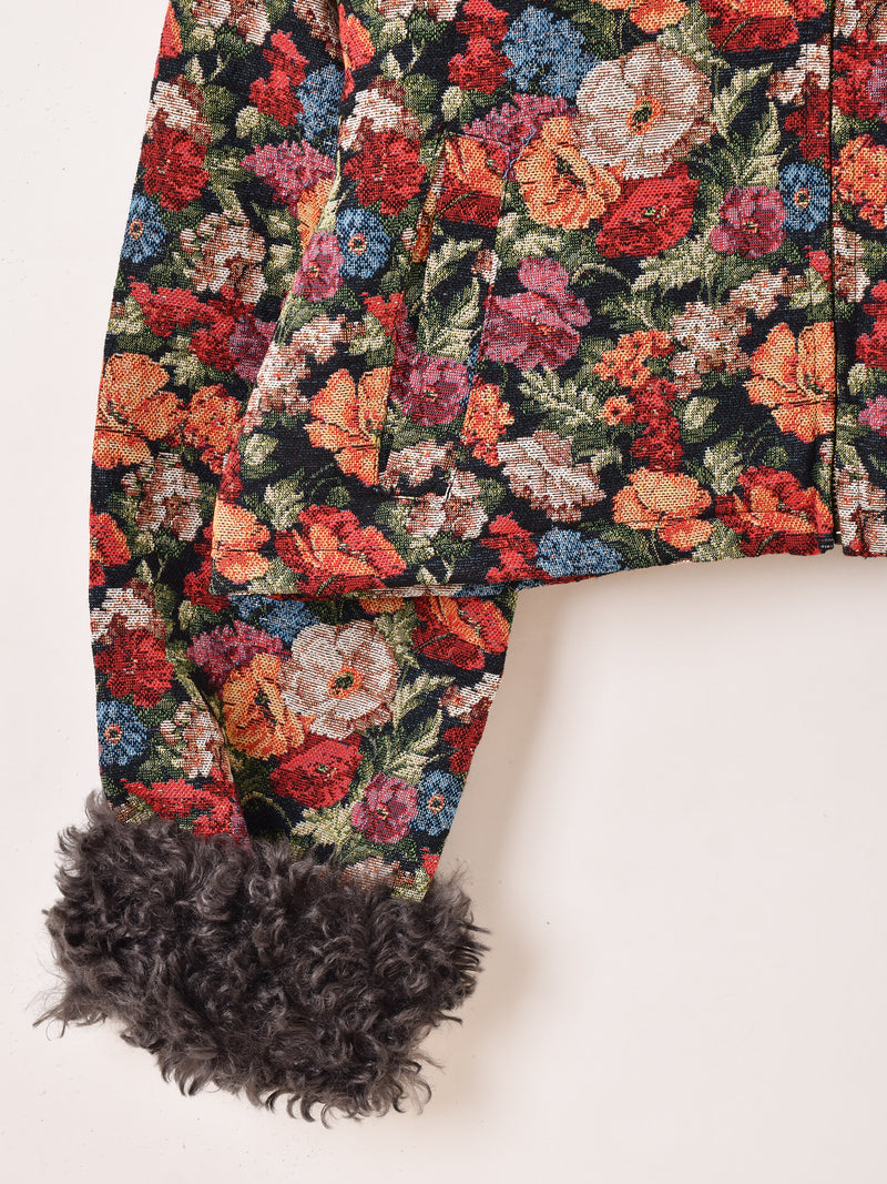 【2色展開】Meridian 花柄 ゴブラン織り ファー ブルゾン