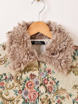 【2色展開】Meridian 花柄 ゴブラン織り ファー ブルゾン