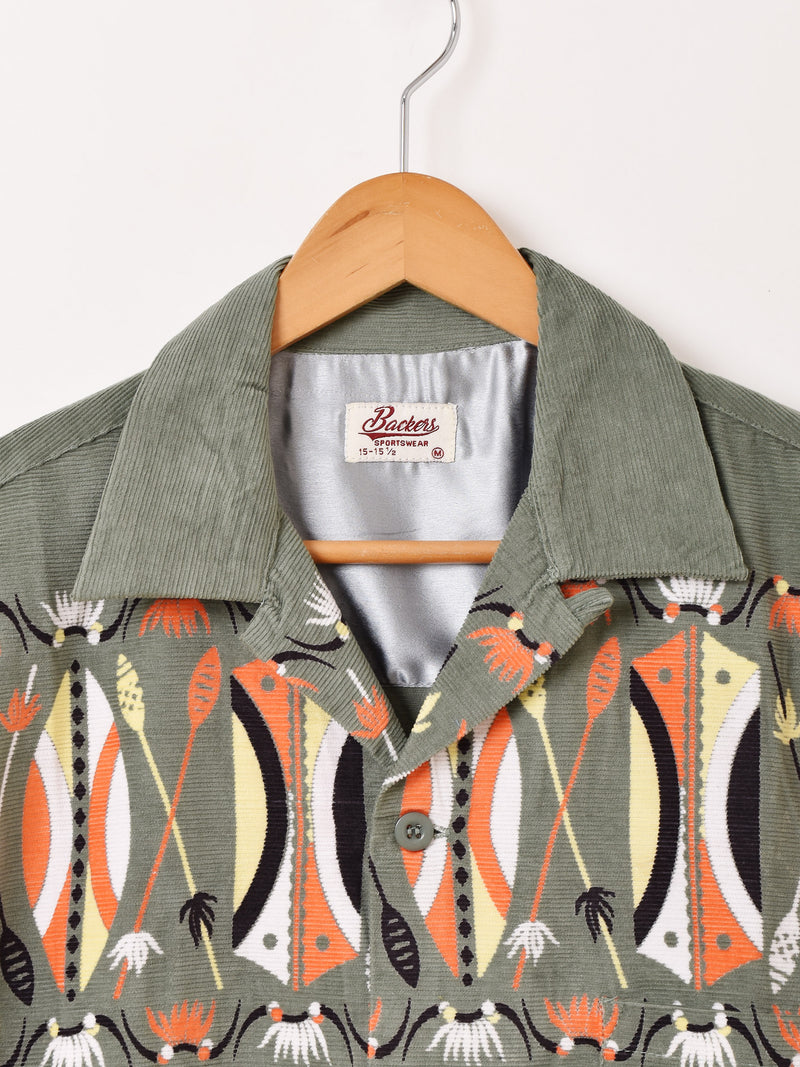【2色展開】Backers インディアンモチーフ コーデュロイ 長袖シャツ