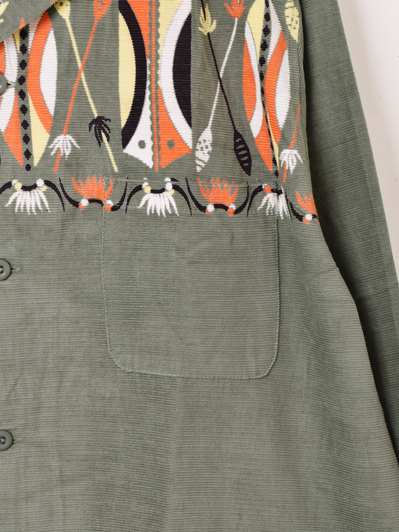 【2色展開】Backers インディアンモチーフ コーデュロイ 長袖シャツ