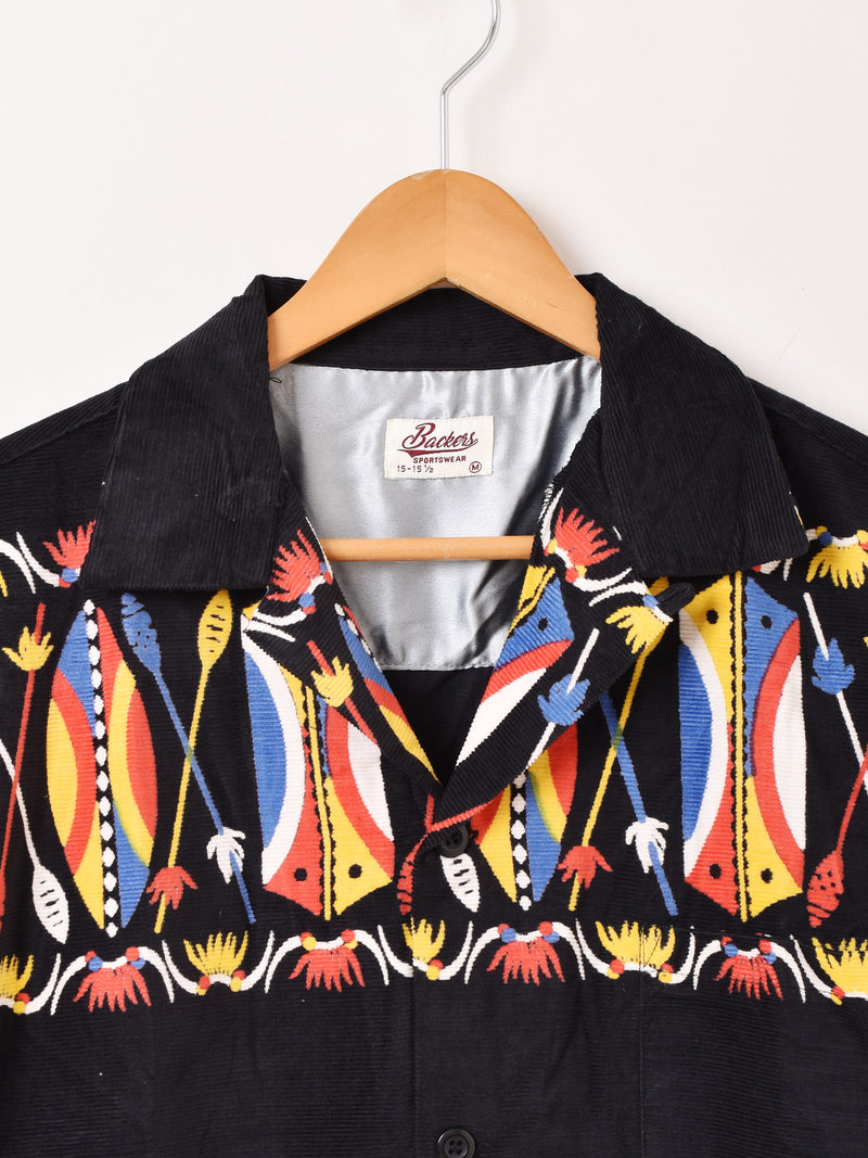 【2色展開】Backers インディアンモチーフ コーデュロイ 長袖シャツ