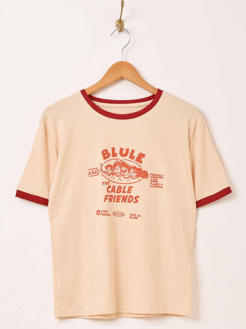 プリント リンガーTシャツ 「CABLE FRIENDS」