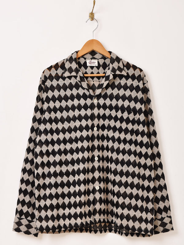 Backers ダイア柄 メッシュ 長袖 オープンカラーシャツ