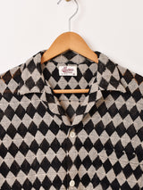 Backers ダイア柄 メッシュ 長袖 オープンカラーシャツ