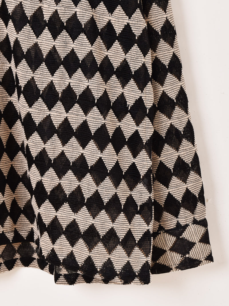 Backers ダイア柄 メッシュ 長袖 オープンカラーシャツ