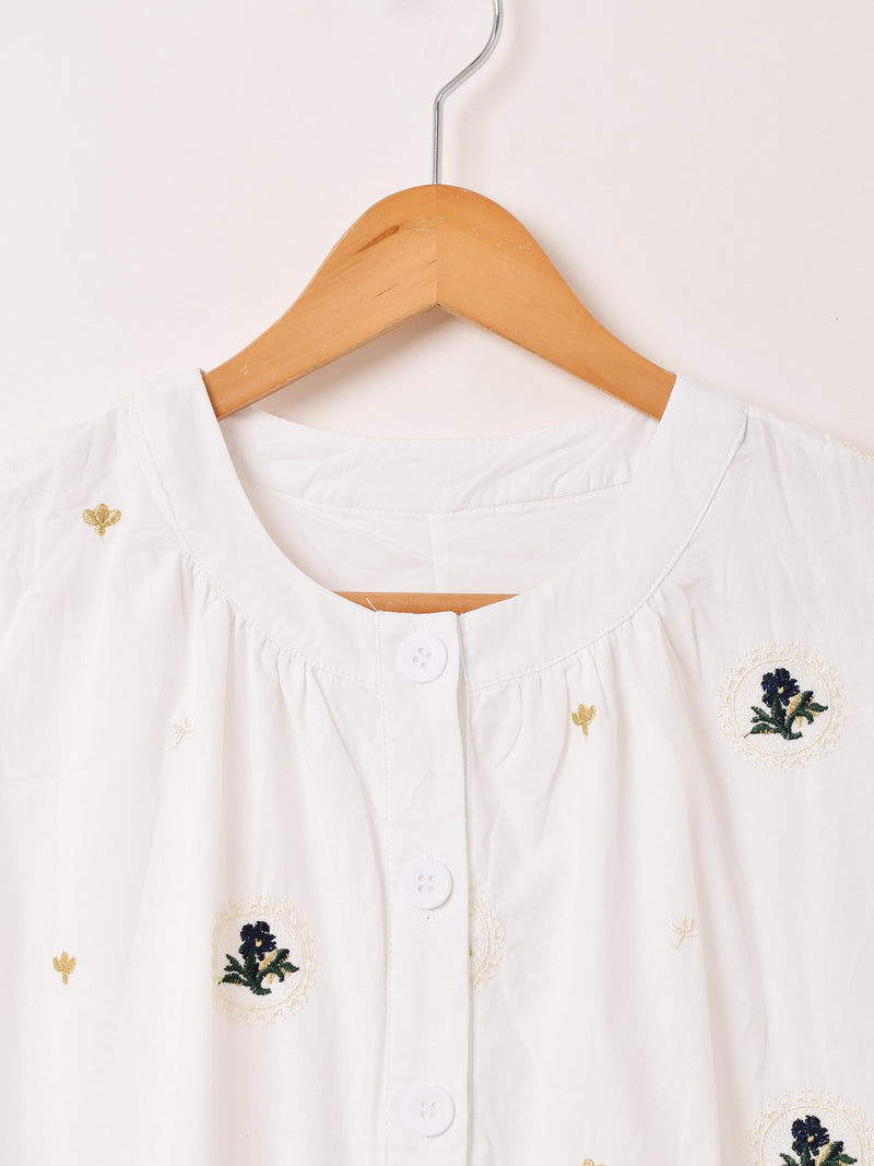Meridian フラワー刺繍 ティアード ノースリーブワンピース