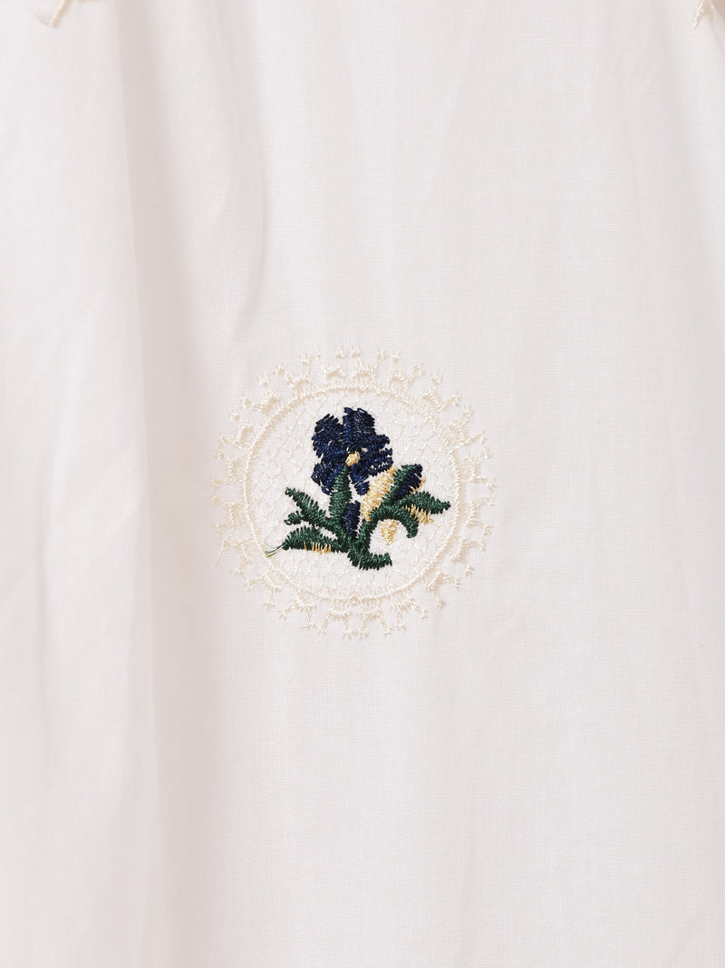 Meridian フラワー刺繍 ティアード ノースリーブワンピース