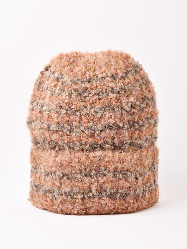 【2色展開】カーリーファー ボーダー ニットキャップ