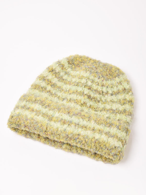 【2色展開】カーリーファー ボーダー ニットキャップ