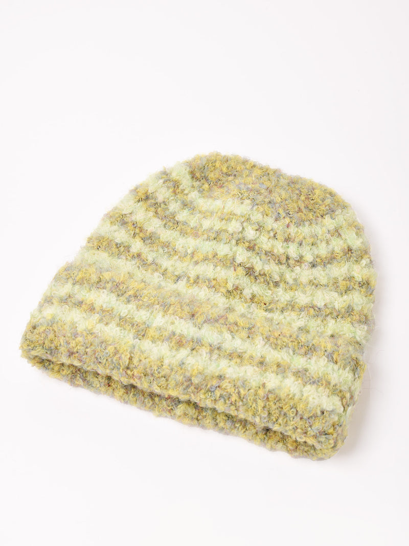 【2色展開】カーリーファー ボーダー ニットキャップ