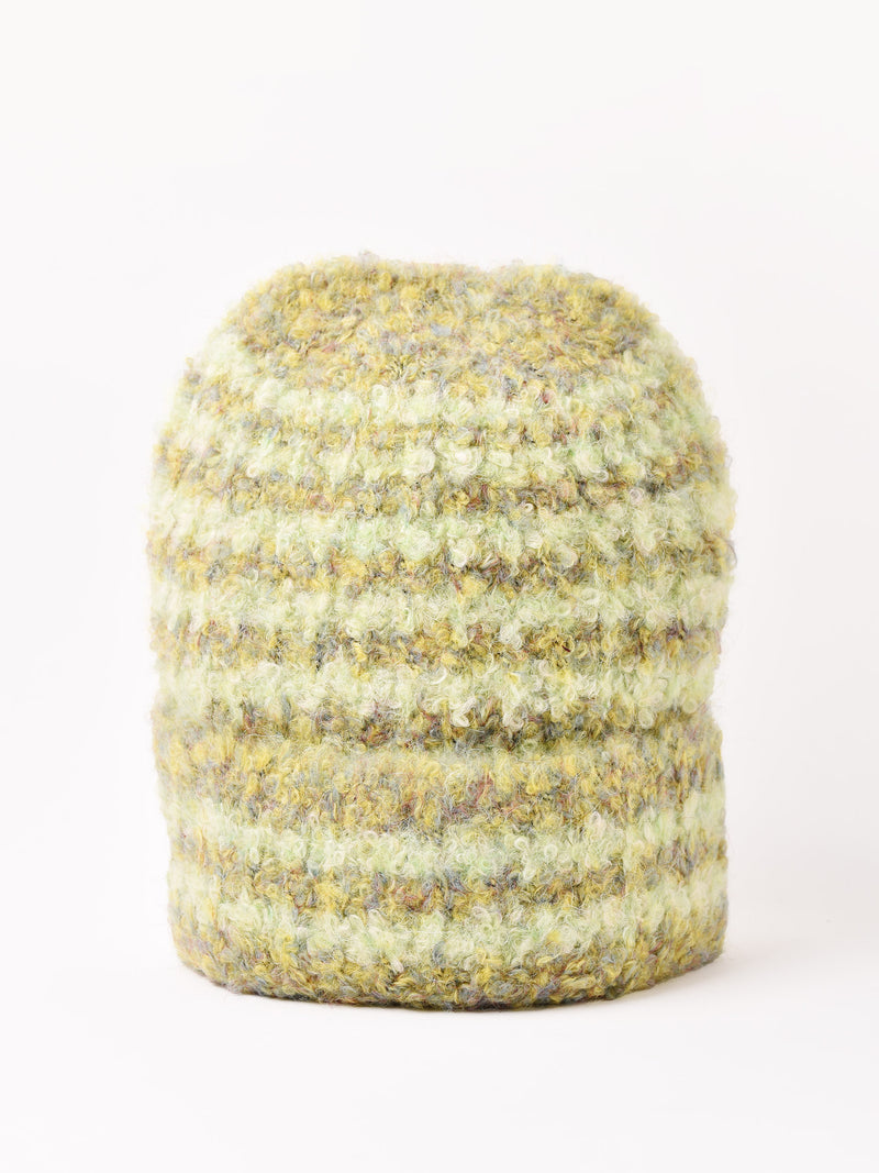 【2色展開】カーリーファー ボーダー ニットキャップ