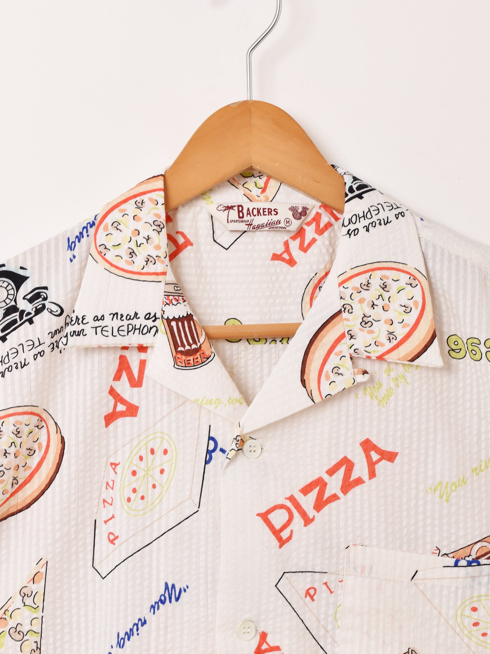 バツ　ヴィンテージ   ピザ柄　シャツ　半袖　総柄 バツ ヴィンテージ ピザ柄 シャツ 半袖 総柄