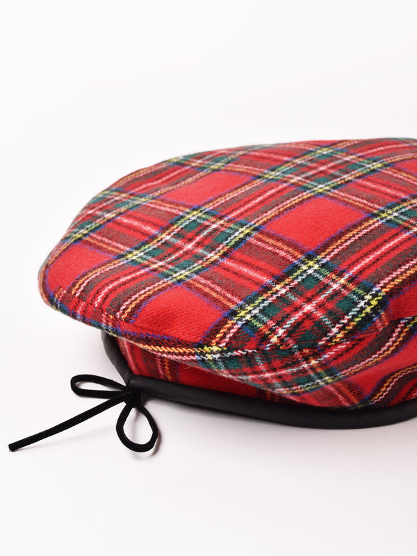 【2色展開】タータンチェック柄 ベレー帽