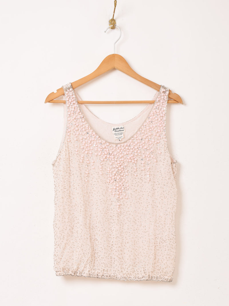 ビーズ刺繍 シルクトップス