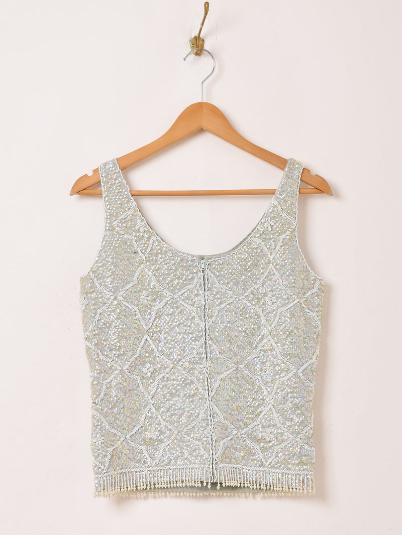 50's スパンコール ビーズ刺繍 ニットトップス