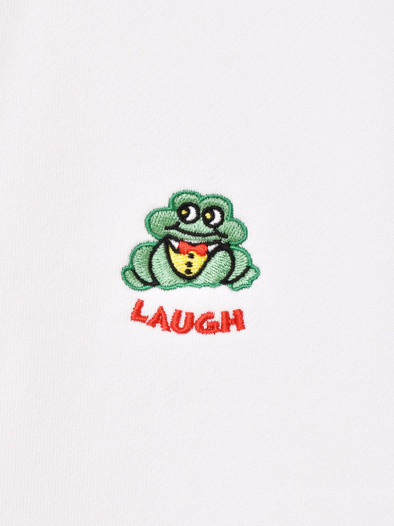 【2色展開】 ワンポイント刺繍 スウェットシャツ「LAUGH」